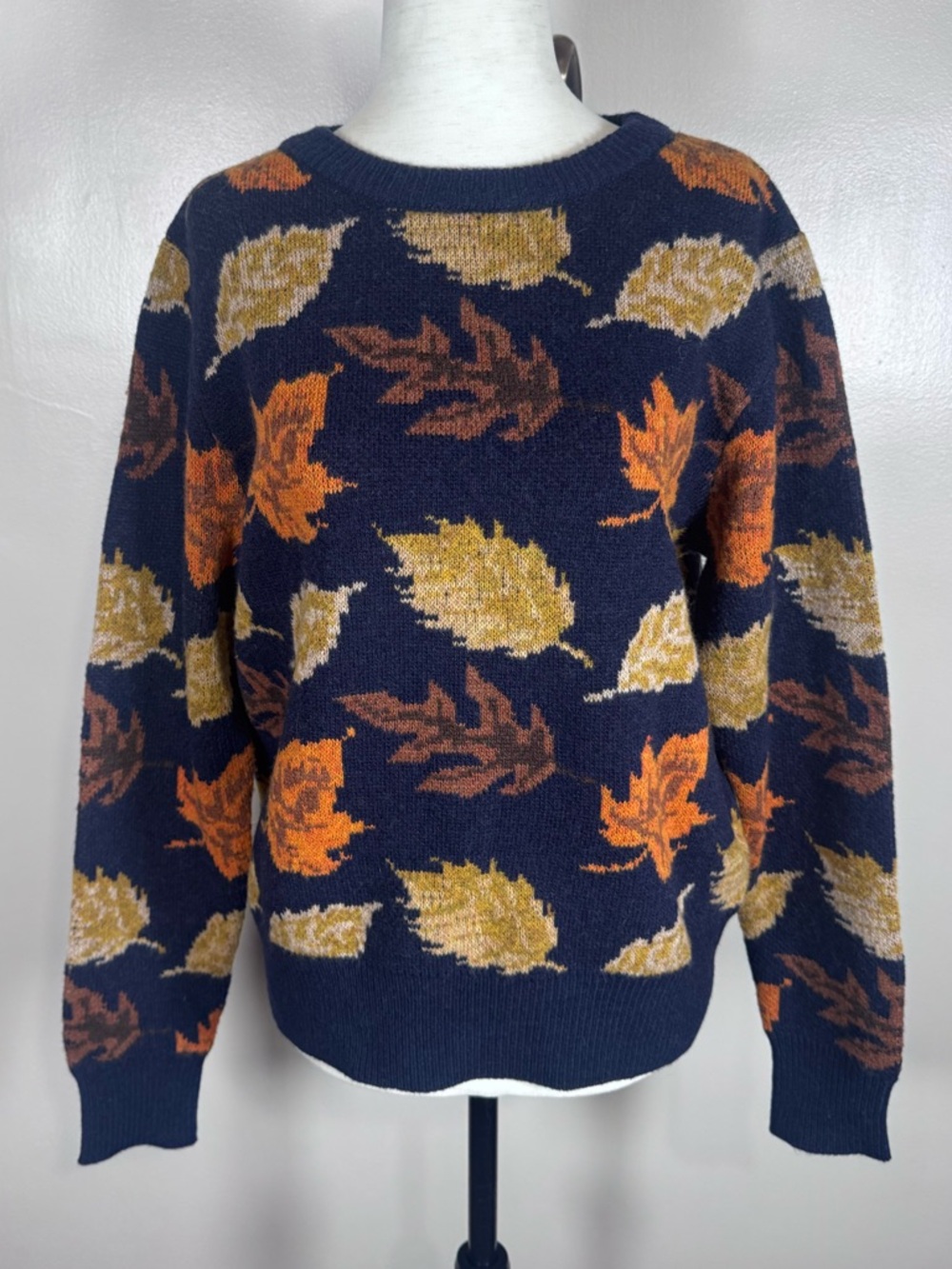 NWT Kiel James Patrick Autumn Leaf Harvest Wool Blend Fall Cabin Sweater Sz S